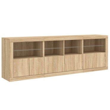 vidaXL Μπουφές με LED Sonoma Δρυς 202x37x67cm 1 τεμ.