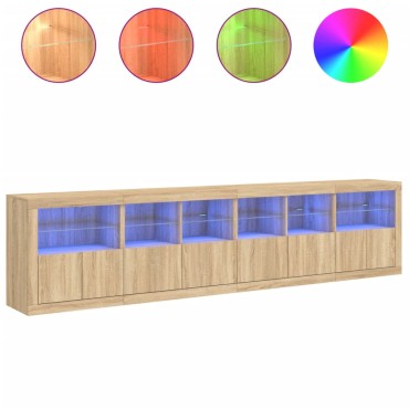 vidaXL Μπουφές με LED Sonoma Δρυς 283x37x67cm 1 τεμ.