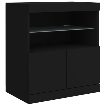 vidaXL Μπουφές με LED Μαύρος 283x37x67cm 1 τεμ.