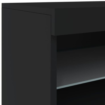 vidaXL Μπουφές με LED Μαύρος 283x37x67cm 1 τεμ.