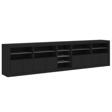 vidaXL Μπουφές με LED Μαύρος 283x37x67cm 1 τεμ.