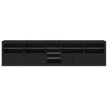 vidaXL Μπουφές με LED Μαύρος 283x37x67cm 1 τεμ.