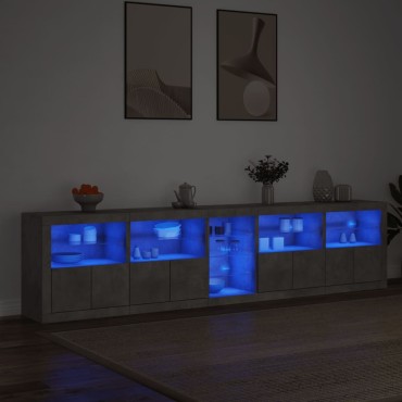 vidaXL Μπουφές με LED Γκρι Σκυροδέματος 283x37x67cm 1 τεμ.