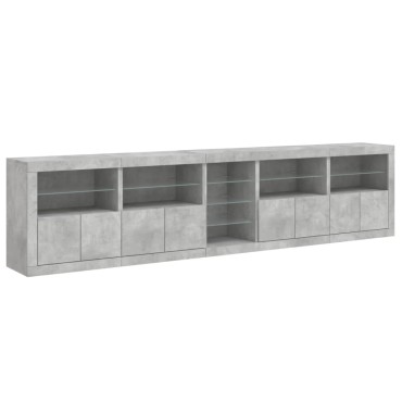 vidaXL Μπουφές με LED Γκρι Σκυροδέματος 283x37x67cm 1 τεμ.