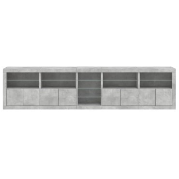 vidaXL Μπουφές με LED Γκρι Σκυροδέματος 283x37x67cm 1 τεμ.