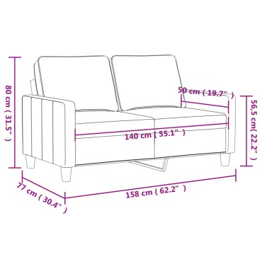 vidaXL Καναπές Διθέσιος Μαύρος Βελούδινος 158x77x80cm 1 τεμ.