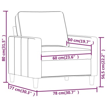 vidaXL Πολυθρόνα Σκούρο Γκρι Βελούδινη 78x77x80cm 1 τεμ. Γωνιακός