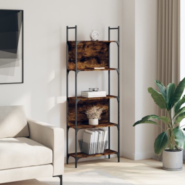 vidaXL Βιβλιοθήκη 5 Επιπέδων Καπν. Δρυς 60,5x24x166,5cm Επεξεργ. Ξύλο 1 τεμ.