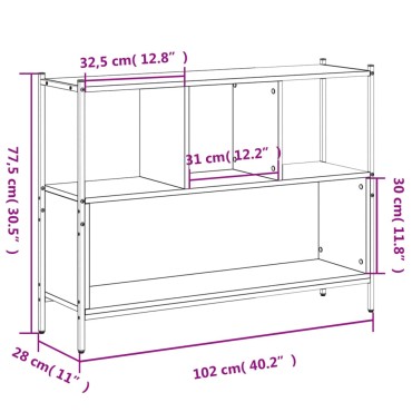 vidaXL Βιβλιοθήκη Γκρι Sonoma 102x28x77,5cm από Επεξεργασμένο Ξύλο 1 τεμ.