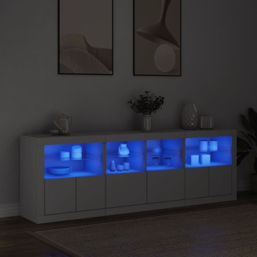 vidaXL Μπουφές με Φώτα LED Λευκός 202x37x67cm 1 τεμ.