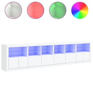 vidaXL Μπουφές με Φώτα LED Λευκός 283x37x67cm 1 τεμ.