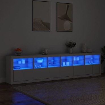 vidaXL Μπουφές με Φώτα LED Λευκός 283x37x67cm 1 τεμ.