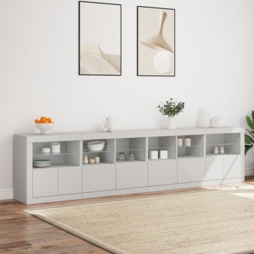 vidaXL Μπουφές με Φώτα LED Λευκός 283x37x67cm 1 τεμ.