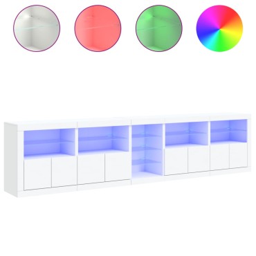 vidaXL Μπουφές με Φώτα LED Λευκός 283x37x67cm 1 τεμ.