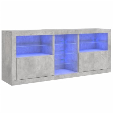 vidaXL Μπουφές με LED Γκρι Σκυροδέματος 181,5x37x67cm 1 τεμ.