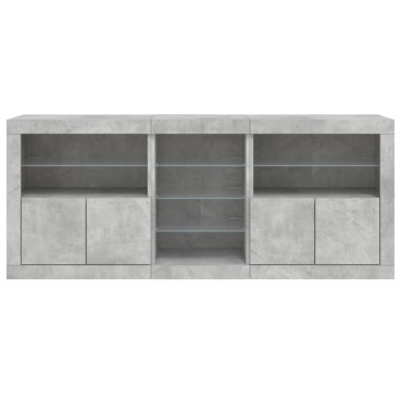 vidaXL Μπουφές με LED Γκρι Σκυροδέματος 181,5x37x67cm 1 τεμ.