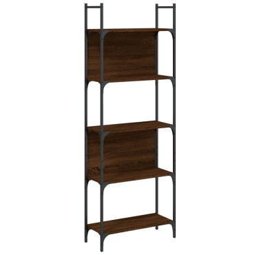 vidaXL Βιβλιοθήκη 5 Επιπέδων Καφέ Δρυς 60,5x24x166,5cm Επεξεργ. Ξύλο 1 τεμ.