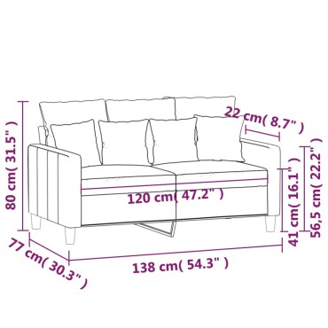 vidaXL Καναπές Διθέσιος Μαύρο Βελούδινος 138x77x80cm 1 τεμ.