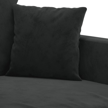 vidaXL Σετ Σαλονιού 3 τεμ. Μαύρο από Βελούδο με Μαξιλάρια 78x77x80cm  Διθέσιος Τριθέσιος