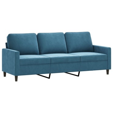 vidaXL Καναπές Τριθέσιος Μπλε Βελούδινος 198x77x80cm 1 τεμ.
