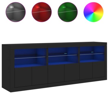 vidaXL Μπουφές με LED Μαύρος 181,5x37x67cm 1 τεμ.