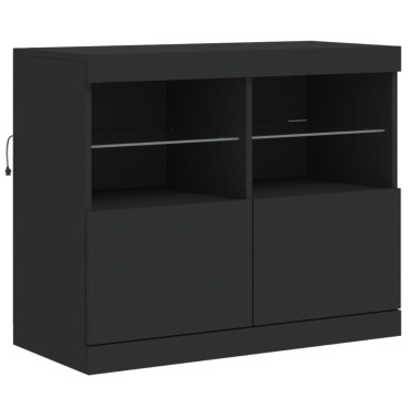 vidaXL Μπουφές με LED Μαύρος 283x37x67cm 1 τεμ.