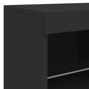 vidaXL Μπουφές με LED Μαύρος 283x37x67cm 1 τεμ.