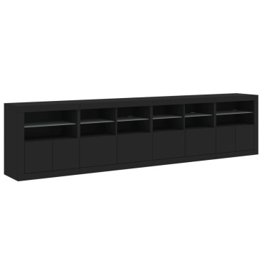 vidaXL Μπουφές με LED Μαύρος 283x37x67cm 1 τεμ.