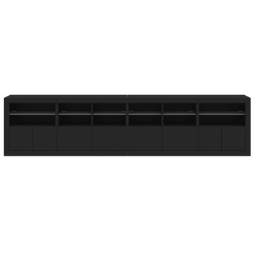 vidaXL Μπουφές με LED Μαύρος 283x37x67cm 1 τεμ.