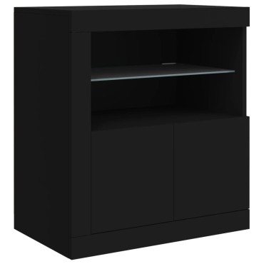 vidaXL Μπουφές με LED Μαύρος 283x37x67cm 1 τεμ.