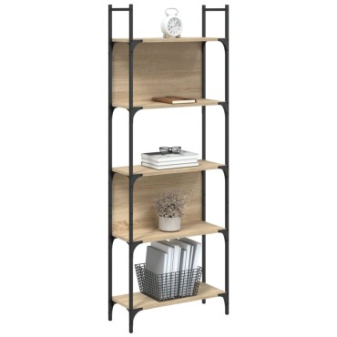 vidaXL Βιβλιοθήκη 5 Επιπέδων Sonoma Δρυς 60,5x24x166,5cm Επεξ. Ξύλο 1 τεμ.