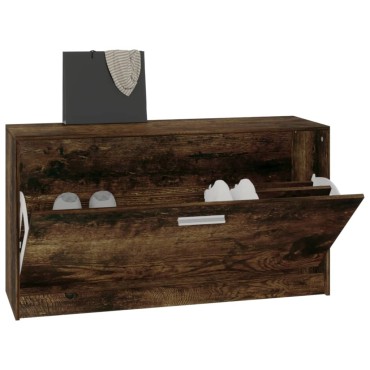 vidaXL Παπουτσοθήκη Καπνιστή Δρυς 80x24x45cm από Επεξεργασμένο Ξύλο