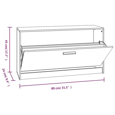 vidaXL Παπουτσοθήκη Καπνιστή Δρυς 80x24x45cm από Επεξεργασμένο Ξύλο