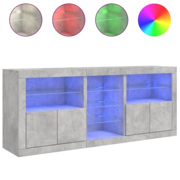 vidaXL Ντουλάπι με LED Γκρι Σκυροδέματος 162x37x67cm 1 τεμ.