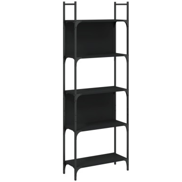 vidaXL Βιβλιοθήκη 5 Επιπέδων Μαύρη 60,5x24x166,5cm Επεξεργ. Ξύλο 1 τεμ.