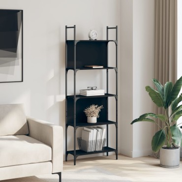 vidaXL Βιβλιοθήκη 5 Επιπέδων Μαύρη 60,5x24x166,5cm Επεξεργ. Ξύλο 1 τεμ.