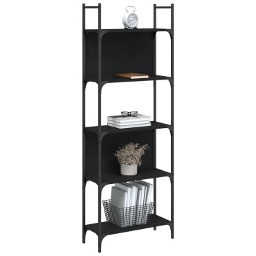 vidaXL Βιβλιοθήκη 5 Επιπέδων Μαύρη 60,5x24x166,5cm Επεξεργ. Ξύλο 1 τεμ.