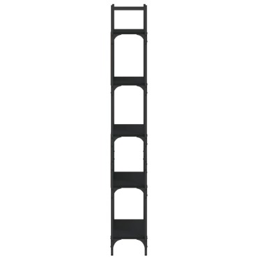 vidaXL Βιβλιοθήκη 5 Επιπέδων Μαύρη 60,5x24x166,5cm Επεξεργ. Ξύλο 1 τεμ.