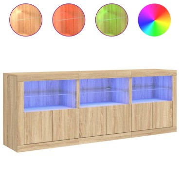 vidaXL Ντουλάπι με LED Sonoma Δρυς 181,5x37x67cm 1 τεμ.