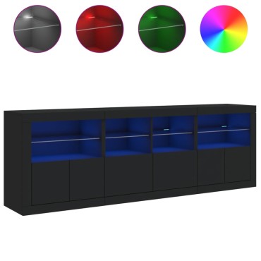 vidaXL Μπουφές με Φώτα LED Μαύρος 202x37x67cm 1 τεμ.
