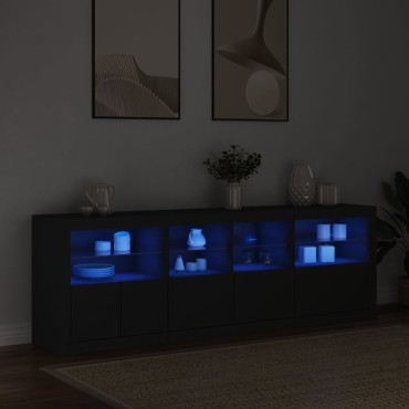 vidaXL Μπουφές με Φώτα LED Μαύρος 202x37x67cm 1 τεμ.