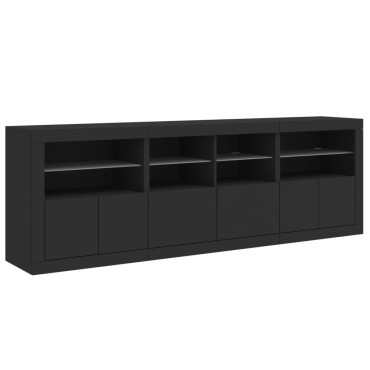 vidaXL Μπουφές με Φώτα LED Μαύρος 202x37x67cm 1 τεμ.