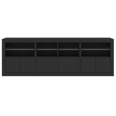 vidaXL Μπουφές με Φώτα LED Μαύρος 202x37x67cm 1 τεμ.