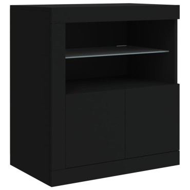 vidaXL Μπουφές με Φώτα LED Μαύρος 202x37x67cm 1 τεμ.
