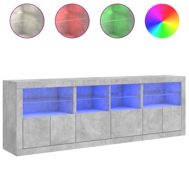 vidaXL Ντουλάπι με LED Γκρι Σκυροδέματος 202x37x67cm 1 τεμ.