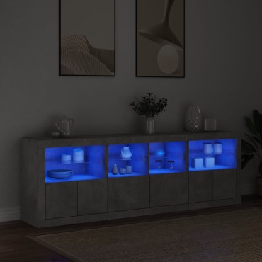 vidaXL Ντουλάπι με LED Γκρι Σκυροδέματος 202x37x67cm 1 τεμ.