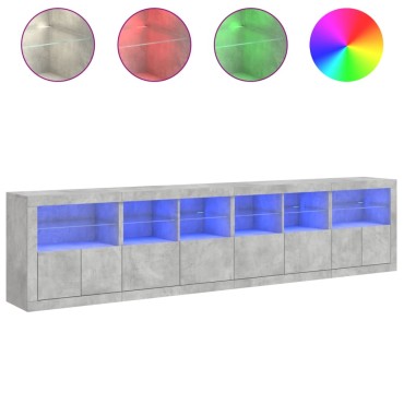 vidaXL Μπουφές με LED Γκρι Σκυροδέματος 283x37x67cm 1 τεμ.