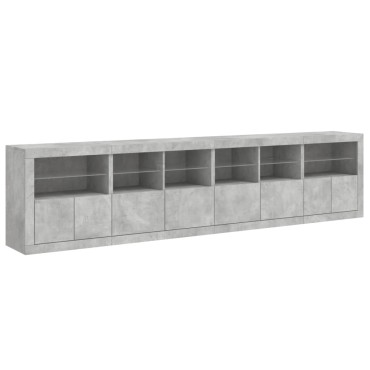 vidaXL Μπουφές με LED Γκρι Σκυροδέματος 283x37x67cm 1 τεμ.