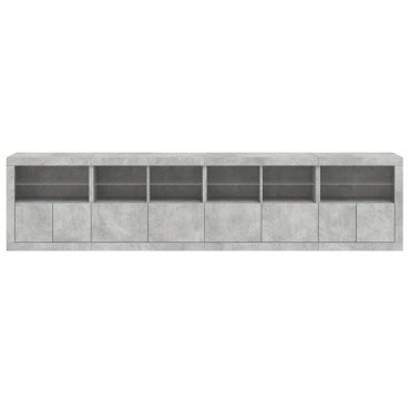 vidaXL Μπουφές με LED Γκρι Σκυροδέματος 283x37x67cm 1 τεμ.