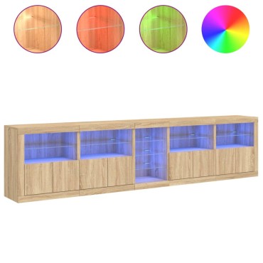 vidaXL Μπουφές με LED Sonoma Δρυς 283x37x67cm 1 τεμ.